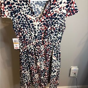 NWT Macy's Red and Blue Patterned Midi Dress